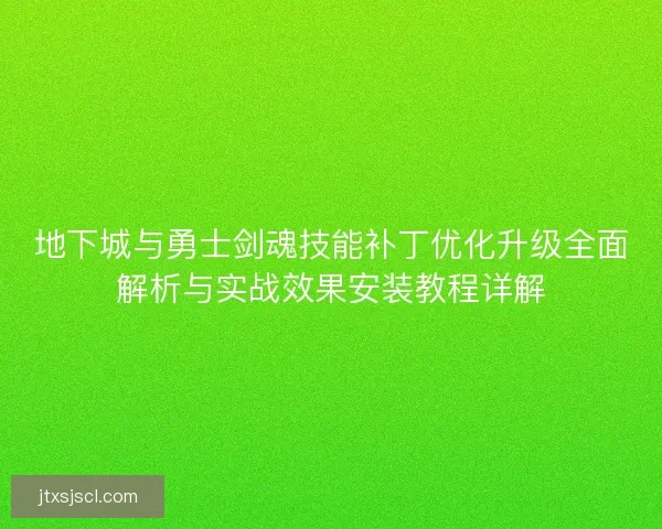 地下城与勇士剑魂技能补丁优化升级全面解析与实战效果安装教程详解
