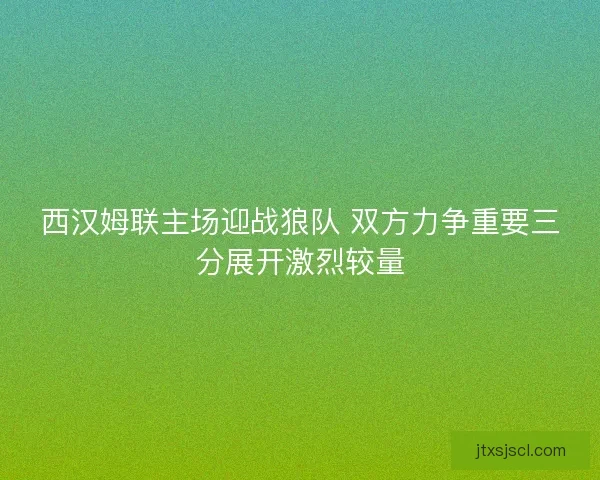 西汉姆联主场迎战狼队 双方力争重要三分展开激烈较量